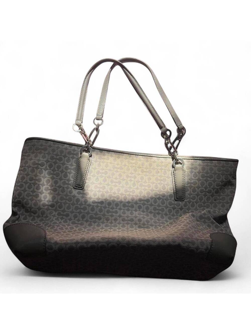Coach Signature Canvas Tote Bag with Leather Trim